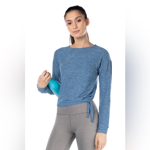 Kyodan Tops - KYODAN Long Sleeve Side Tie
Moss Jersey Top Color - Denim Heather